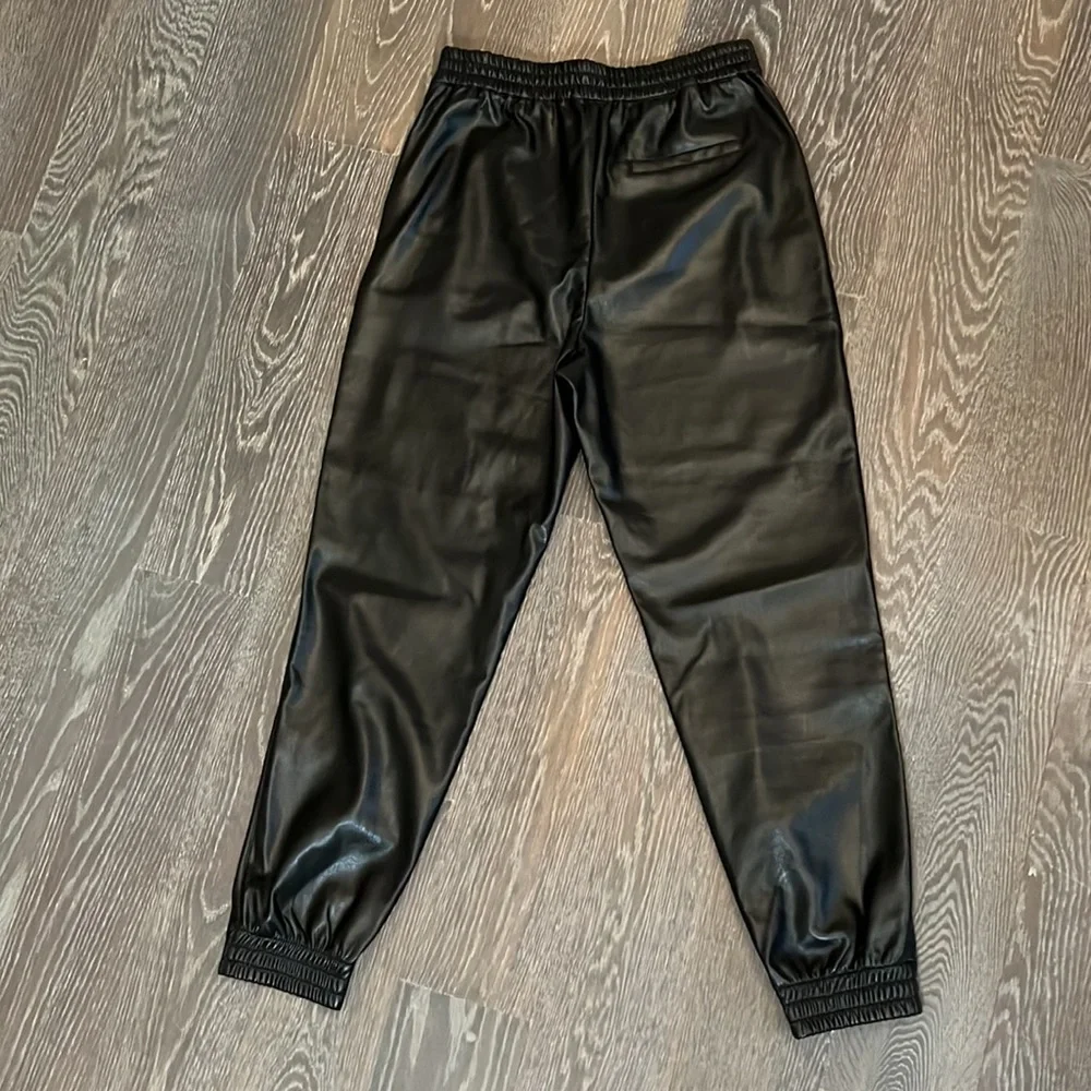 Aritzia Black Faux Leather Jogger Pants